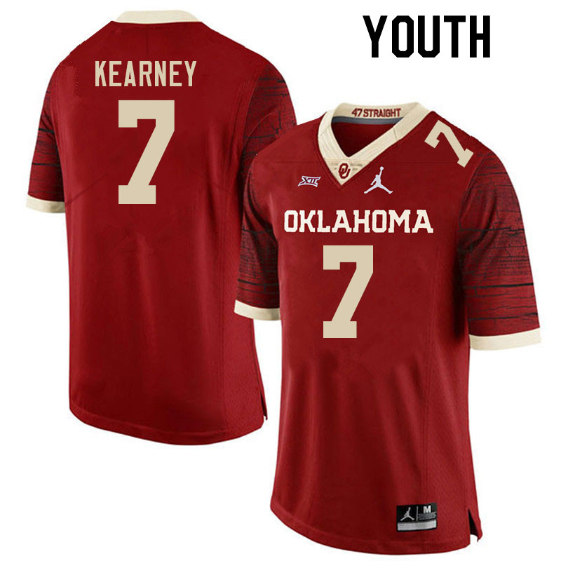 Youth #7 Zion Kearney Oklahoma Sooners College Football Jerseys Stitched-Retro